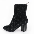 Louis Vuitton Silhouette Line Monogram Velour Short Boots Black 37.5 Handbag — view 5