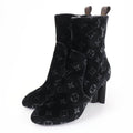 Louis Vuitton Silhouette Line Monogram Velour Short Boots Black 37.5 Handbag