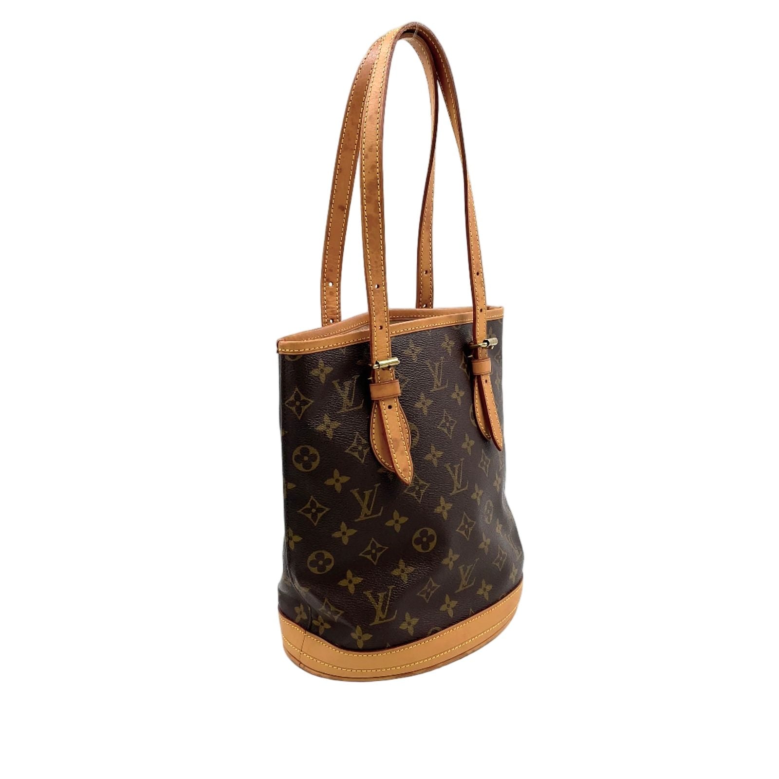 Louis Vuitton Bucket PM Monogram Leather Brown Light Shoulder Bag Gold — view 2