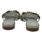 Chanel Camellia Flower Mule Sandals Silver 35 — view 3