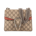 Gucci Dionysus Beige Red Supreme Canvas Suede Shoulder Bag