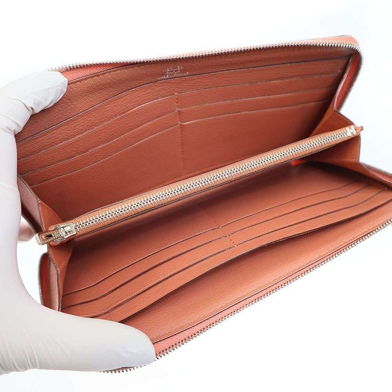 Hermes Azap Classic Round Zip Wallet Peach — view 6
