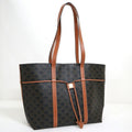 Celine Triomphe Cabas Drawstring Tote Dark Brown Leather