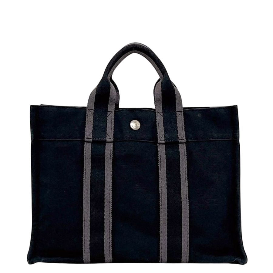 Hermes Handbag Deauville PM Black Canvas