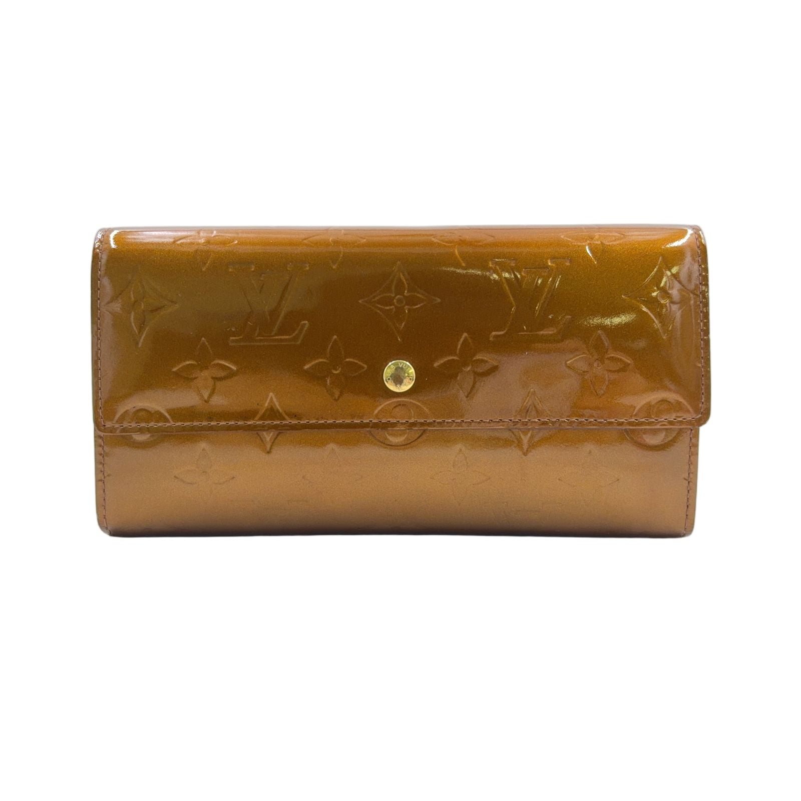 Louis Vuitton Porto Tresor International Monogram Vernis Leather Enamel Brown