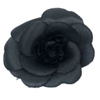 Chanel Satin Camellia Corsage Brooch Flower Black
