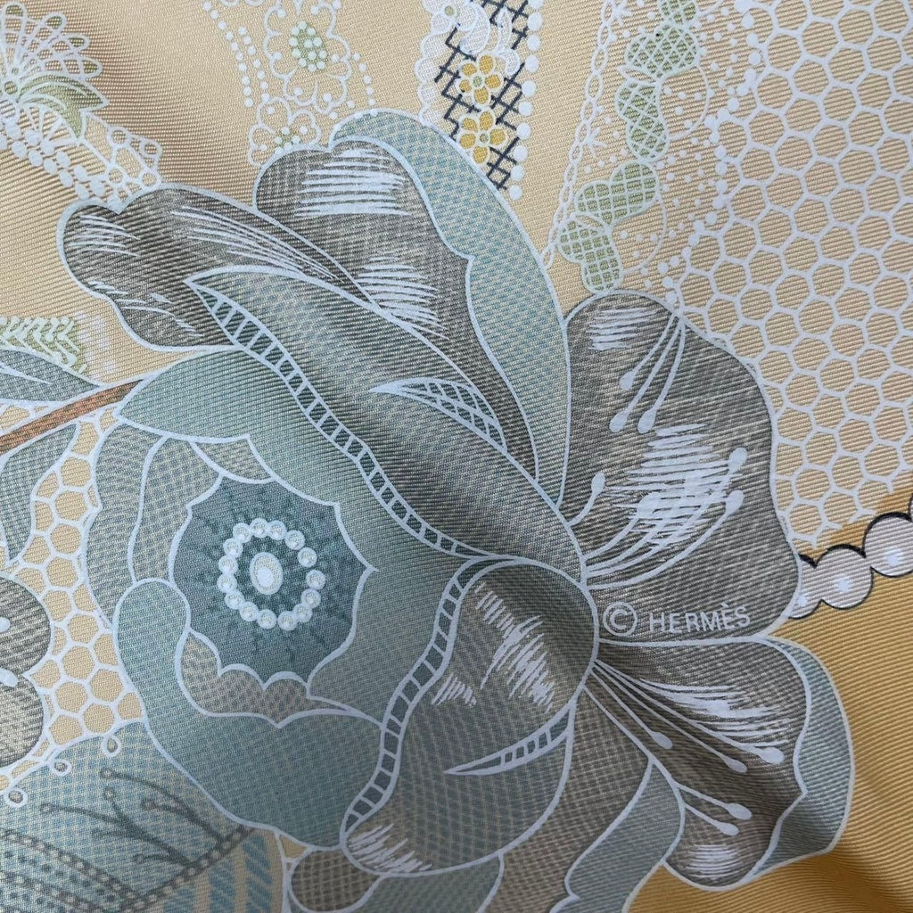 Hermes Carre 90 Doigts de Fee Fairy Finger Scarf Silk Gold — view 7