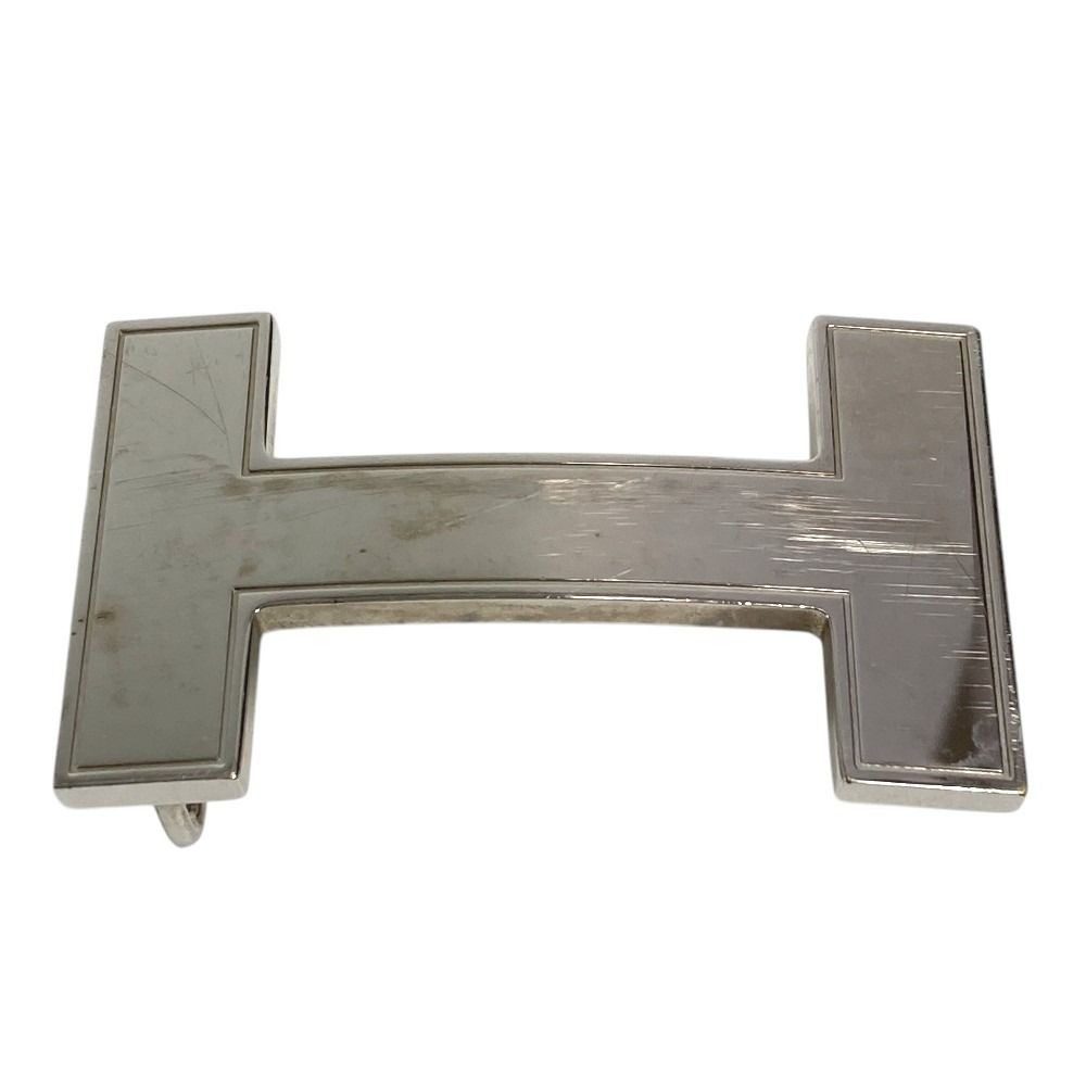 Hermes Buckle Belt Logo Only Metal Silver
