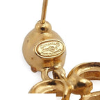 Chanel Earrings Gold Blue Metal Rhinestone CC Logo — view 4