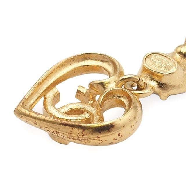 Chanel Earrings Gold Blue Metal Rhinestone CC Logo — view 5