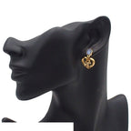 Chanel Earrings Gold Blue Metal Rhinestone CC Logo — view 7
