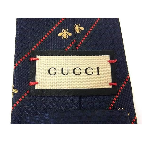 Gucci 100% Silk Bee Tie Business Navy Bp1820 — view 4