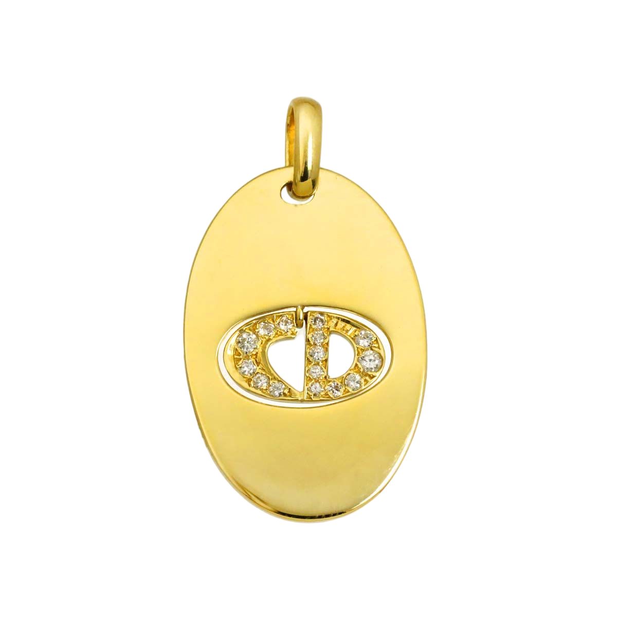Dior Diamond Pendant Top 18k YG Yellow Gold
