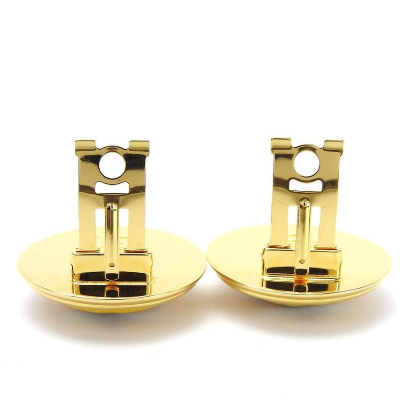 Hermes Earrings Emile Yellow Gold Cloisonne GP Plating Accessories Jewelry Small — view 4