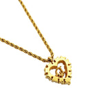 Dior Necklace Logo Heart Motif Gold Plated Rhinestone — view 2
