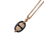 Hermes Necklace Mini Maillon PM Pendant Fo03 Metal Golden Rose Gold Noir — view 2
