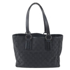 Gucci GG Canvas Leather Tote Shoulder Hand Black