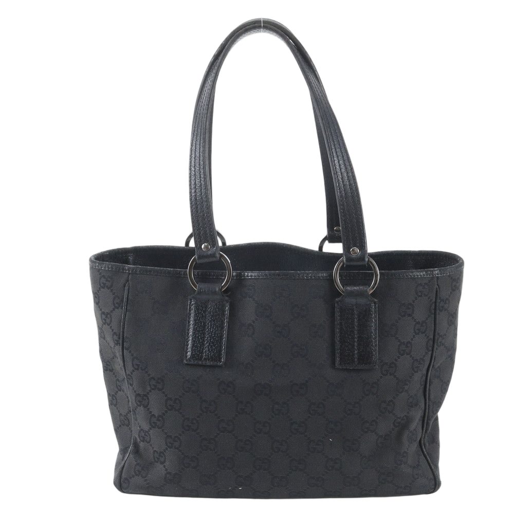 Gucci GG Canvas Leather Tote Shoulder Hand Black