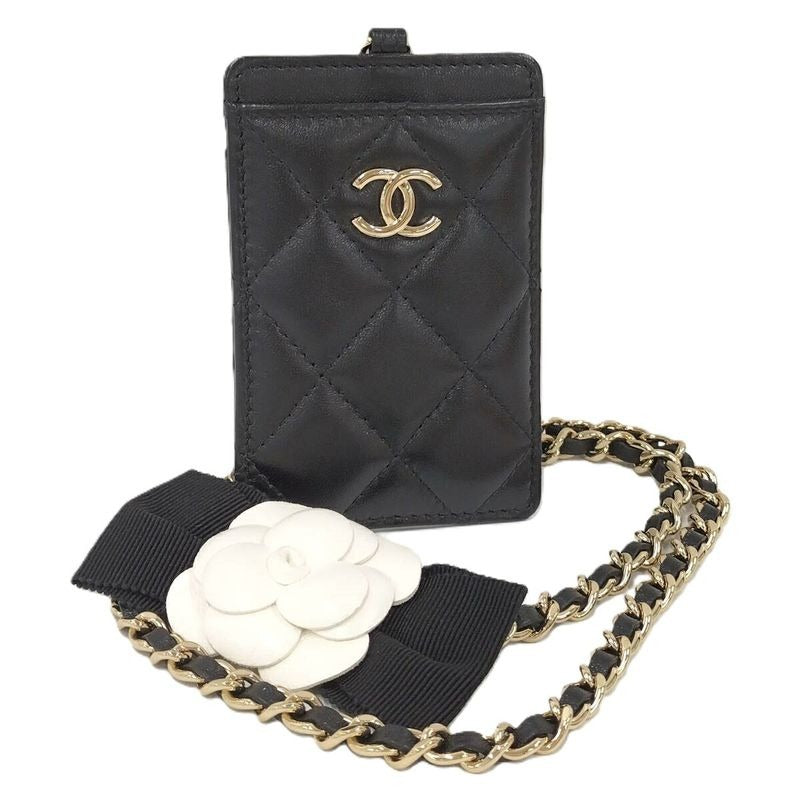 Chanel Chain Shoulder Card Holder Quilted Lambskin Black — view 2