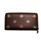 Gucci Bee & Star Leather Zip Around Wallet