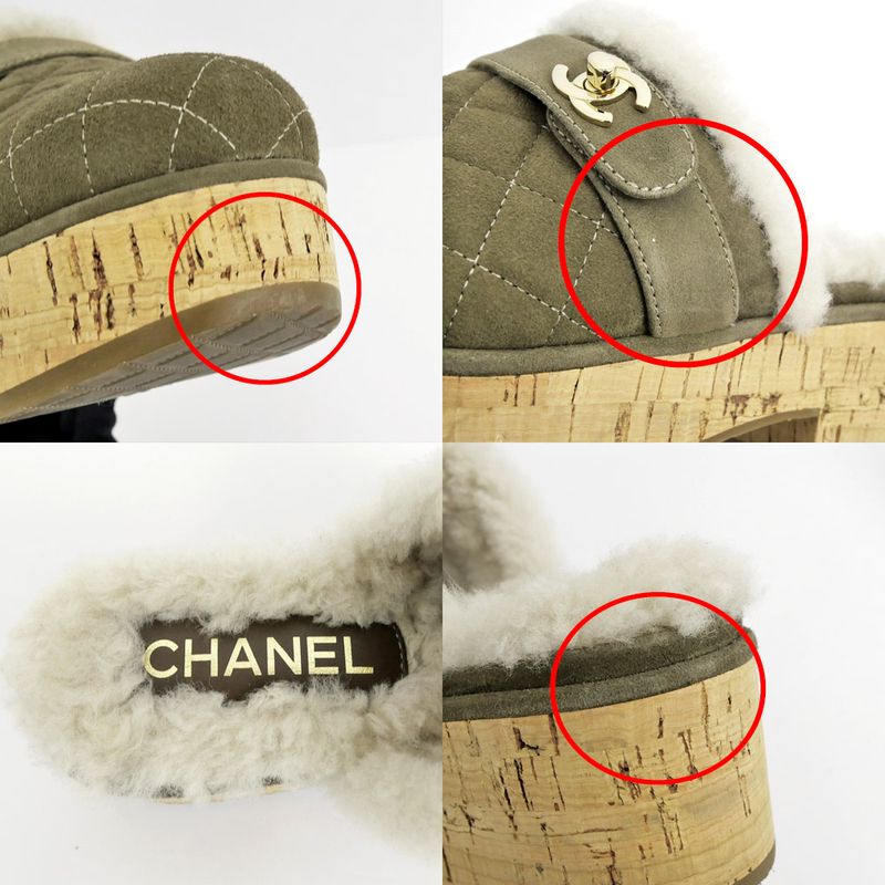 Chanel 21 B Clog Sabot Sandals Khaki Gdhardware Size 36 Shoes — view 9