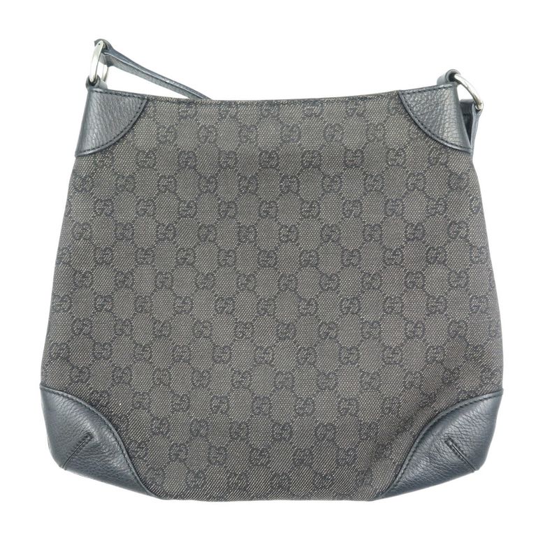 Gucci GG Canvas Silver Hardware Black Shoulder Bag 1087 — view 2