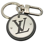 Louis Vuitton Key Holder Porte Cles Circle Metal Leather Silver Gray