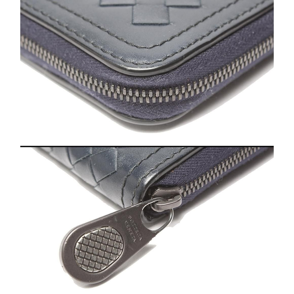Bottega Veneta Zip Around Wallet Navy — view 9
