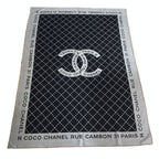 Chanel Coco Mark Travel Set Blanket Eye Mask Black Gray Wool Silk — view 2