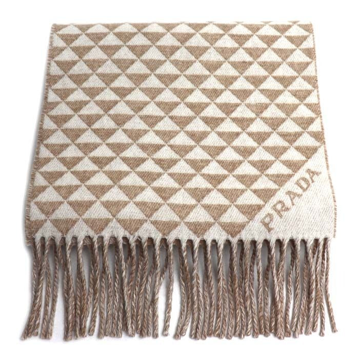 Prada Symbol Double Scarf Sand White