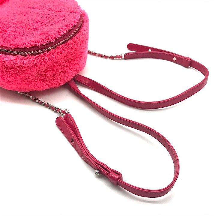 Chanel CC Logo Turnlock Quilted Pile Mini Chain Pack Backpack Pink — view 7