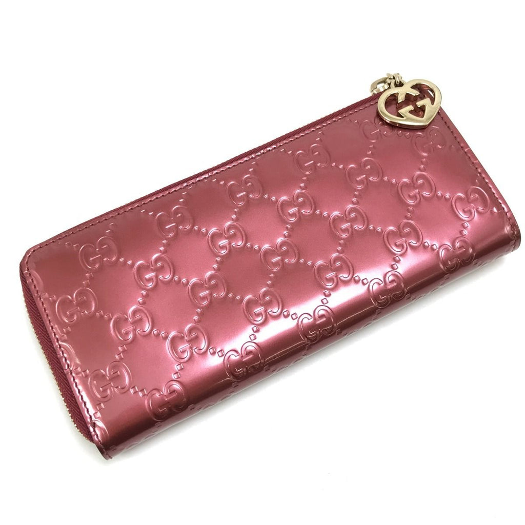 Gucci L-Shaped Zip Long Wallet Metal Pink Red System — view 2