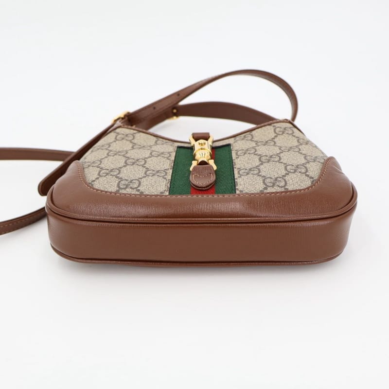 Gucci Jackie 1961 Mini Bag Beige And Brown GG Supreme Canvas Leather — view 4
