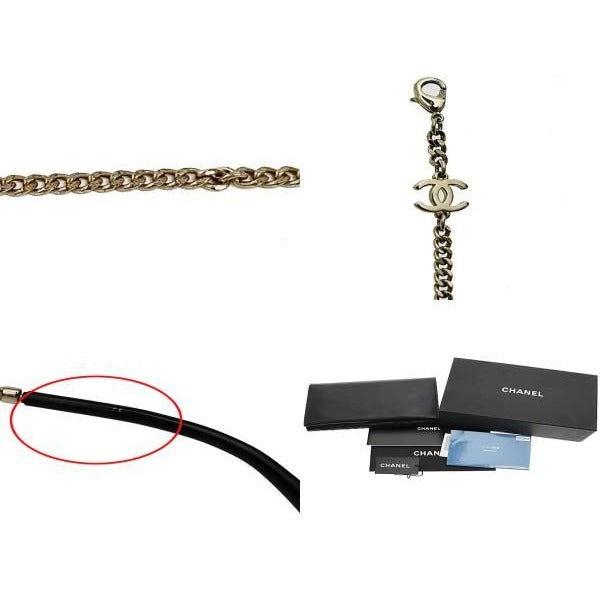 Chanel Pant Shape Coco Mark Chain Sunglasses Gold Black AA — view 2