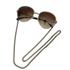 Chanel Pant Shape Coco Mark Chain Sunglasses Gold Black AA