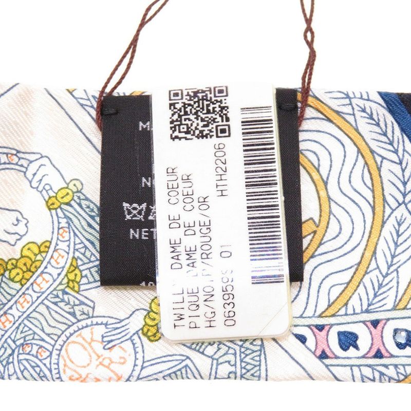 Hermes Twilly Bijoux Pique Queen Of Hearts DAME de Coeur Silk Black Red — view 3