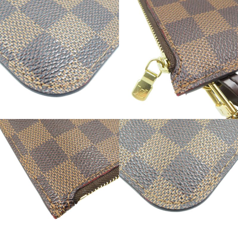 Louis Vuitton Damier Neverfull Pouch For PM Canvas Gold Hardware Brown — view 6