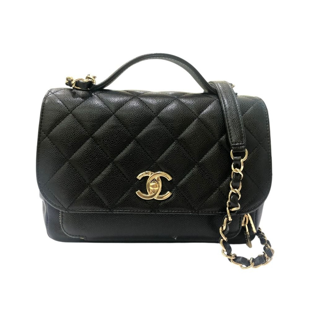 Chanel Shoulder Bag Business Affinity Caviar Leather Black