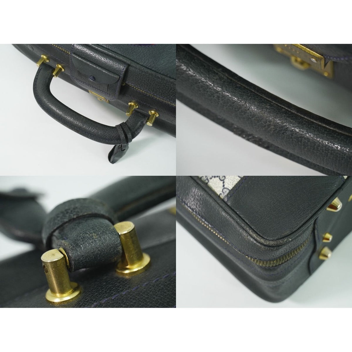 Gucci Vintage Sherry Line Shoes Handbag Navy Shelly Bag — view 6