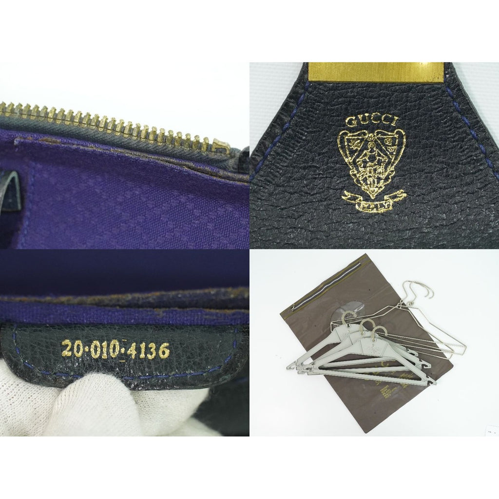 Gucci Vintage Sherry Line Shoes Handbag Navy Shelly Bag — view 9