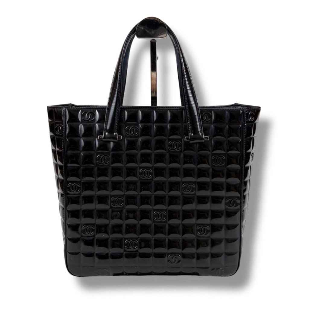 Chanel Choco Bar Mini Tote Black Patent Leather Enamel — view 2
