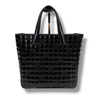 Chanel Choco Bar Mini Tote Black Patent Leather Enamel — view 2