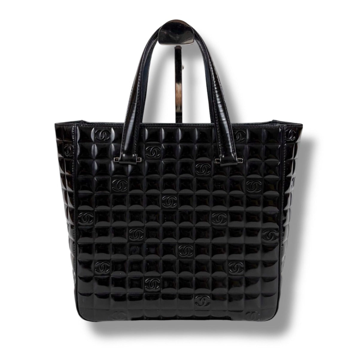 Chanel Choco Bar Mini Tote Black Patent Leather Enamel — view 2