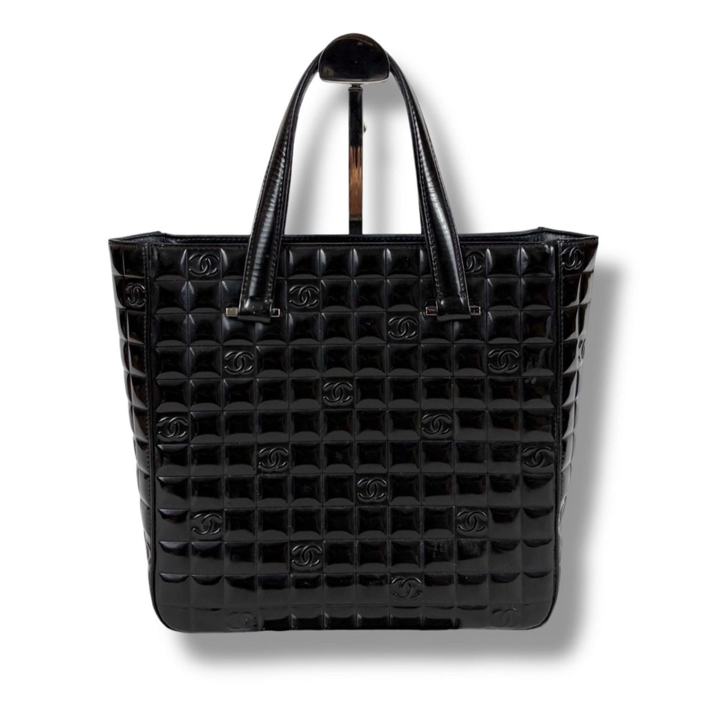 Chanel Choco Bar Mini Tote Black Patent Leather Enamel — view 3