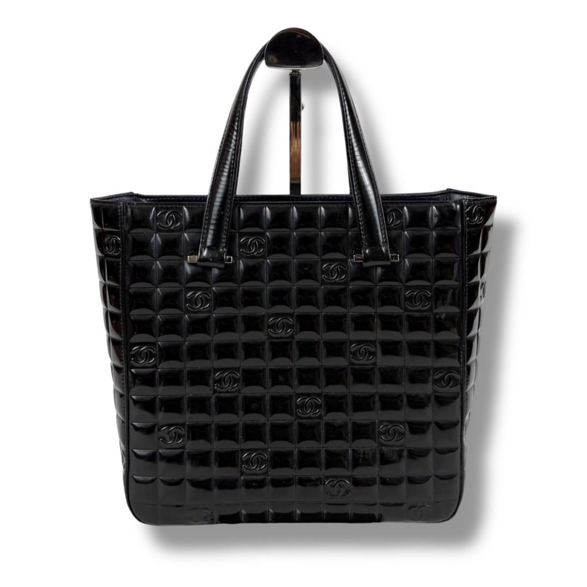 Chanel Choco Bar Mini Tote Black Patent Leather Enamel — view 3
