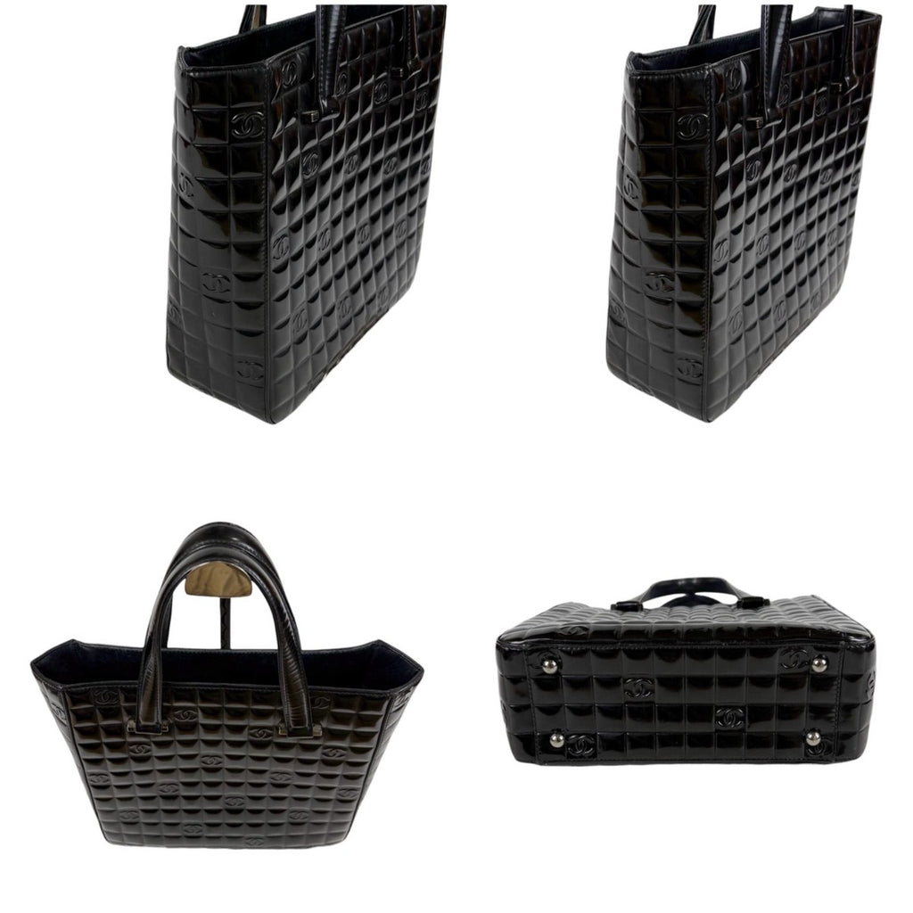 Chanel Choco Bar Mini Tote Black Patent Leather Enamel — view 4