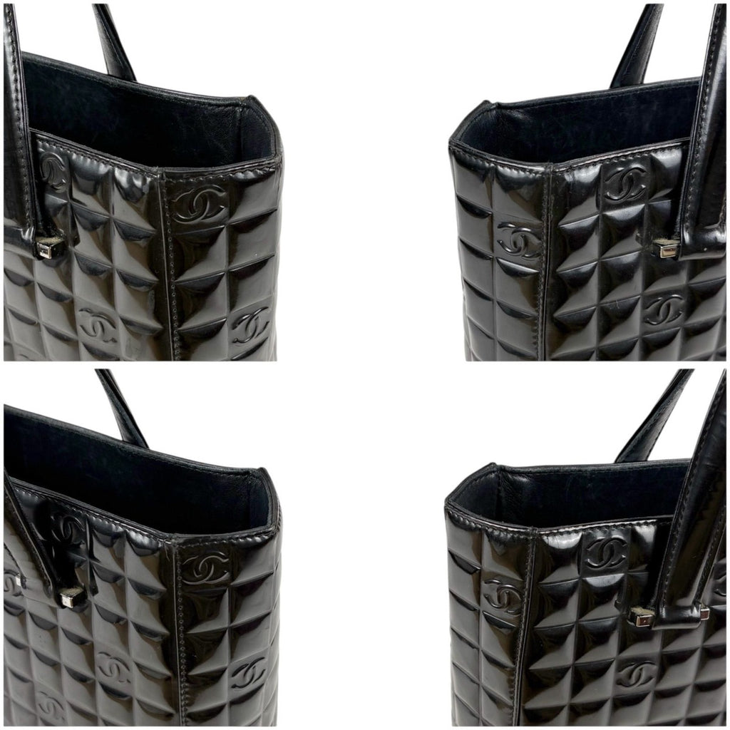 Chanel Choco Bar Mini Tote Black Patent Leather Enamel — view 5