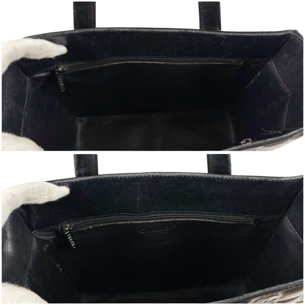 Chanel Choco Bar Mini Tote Black Patent Leather Enamel — view 8