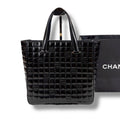 Chanel Choco Bar Mini Tote Black Patent Leather Enamel