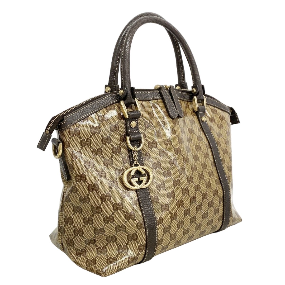 Gucci Handbag GG Crystal Beige Brown Gold — view 2